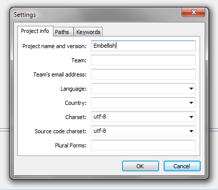 Poedit Settings Dialog - Project Tab